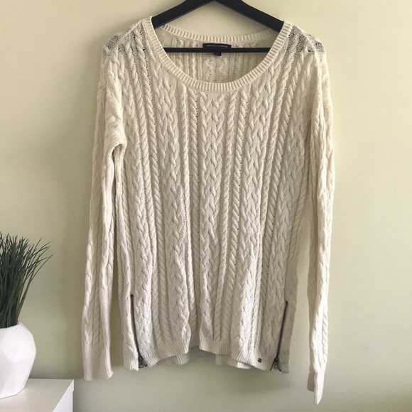 American Eagle Cream Sweater with Zipper sides - Picture 1 of 3
